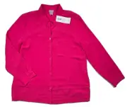 CHICOS Womens 2 L Pink Tunic Tank Shirt Set Button Up Blouse Elegant NWT