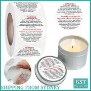 500pcs/roll Candle Safety Round Warning Label Candle Jar Stickers Wax Melting AU