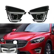 Pair LED Daytime Running Light DRL Fog Lamp Turn Signal For Mazda CX-5 2012-2016