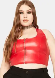 Plus Fire Zipped Hearts Corset Top