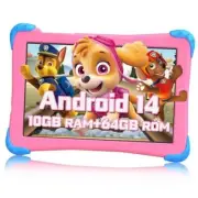 2024 Upgraded Android 14 Kids Tablet, 10.1 inch Tablet for Kids with Pink