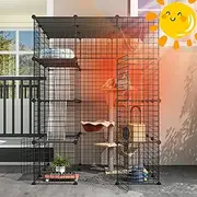 Outdoor Cat House Cat Cages Enclosure with Super Large Enter Door, Balcony Cat Playpen with Platforms,DIY Kennels Crate Large Exercise Place Ideal for 1-4 Cats