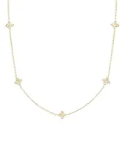 Roberto Coin 18K Yellow Gold Verona Love by the Inch 5 Station Flower Diamond Necklace, 17