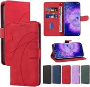 Ttianfa Compatibile for Case Samsung Galaxy S22, 2 in 1 Leather Wallet Magnetic Flip Cover with Credit Card Holder, Shockproof Folio Kickstand Phone Case-Red