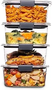 Rubbermaid Brilliance BPA Free Airtight Food Storage Containers with Lids, Set of 4 (4.7 Cup) Ideal for Lunch, Meal Prep, and Leftovers
