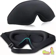 Silk Sleep Mask for Men Women,3D Memory Foam Sleeping Mask Blackout Eye Covers for Side Sleeper, Soft Luxury Cooling Eye Mask for Lash Extensions with Adjustable Strap(Black)