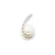 14k White Gold Diamond Pearl Pendant