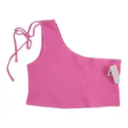 New Aerie One Shoulder Crop Top Ribbed Tank Large