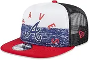 New Era Atlanta Braves 9FIFTY A-Frame Game Day Foam Trucker Cap, Adjustable Hat Red White Navy, Red White Navy, One Size