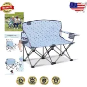 Foldable Kids Camping Loveseat - Breathable & Safe 30.3" Chair with Cup Holders