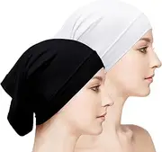 Loopeer 2 Pcs Hijab Undercaps No Slip for Women Islamic Muslim Hijab Cap Scarf for Turban Tube Neck Cover