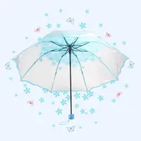 在飛比找蝦皮購物優惠-Yesello 日本折疊雨傘圖案透明櫻花 E023 藍色