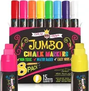Jumbo Liquid Chalk Markers - Bold Chalk Markers for Chalkboards, Window Marke...