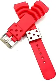 [g24] 22mm Silicone Rubbber Red Watch Band Strap for Men and Women | Comfortable and Durable Material | Silver Buckle-S3