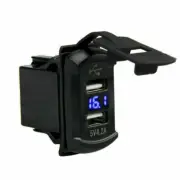 12V Dual Port USB Charger Blue LED Socket Car Boat Voltmeter Rocker Switch Panel (for: Mitsubishi)