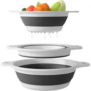 3Pcs Set Collapsible Colander Food Strainers for Draining Pasta Vegetable and Fruit