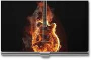[LKHDS] Slim Aluminum Alloy Business Card Holder Fire Guitar Pocket Business Card Case Portable Business Card Wallet Business Card Holders Handheld Card Box for Women Men, style, One size, Style, One