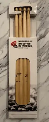 First Act Drumsticks 5B Size Traditional Wood Tip 2 Pairs NEW