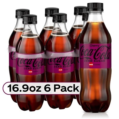 Coca-Cola Zero Sugar Cherry Diet Soda Soft Drink, 16.9 fl oz, 6 Pack