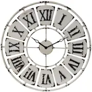 Willow & Silk Large/Jumbo 84cm Metal Vintage White Roman Numeral Room Wall Clock