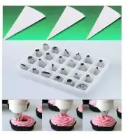 24-piece piping nozzles SET + 3 professional piping bags stainless steel nozzles