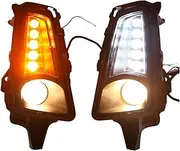 LED DRL Daytime Running Light Front Bumper Fog Lamps with Turn Signal Assembly Accessories Compatible With Toyota Hiace 2019 2020 2021