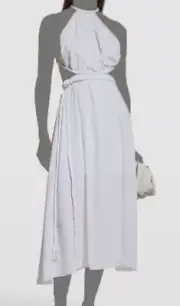 $466 Alice + Olivia Women's White Faith High-Neck Cross-Back Dress Size 4