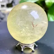 104G Natural yellow mica fluorite quartz crystal sphere healing