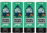 Original Source Tingly Mint & Tea Tree Shower Gel Set with Sparkling Mint & Tea Tree Oil, 4 x 250ml
