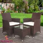 Gardeon Patio Furniture Outdoor Furniture Set Chair Table Garden Wicker Brown