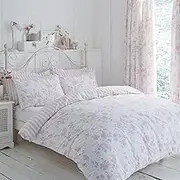 Amelie Piped Duvet Cover Set, Polyester-Cotton, Pink, King