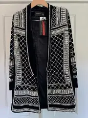 Balmain x H&M Velvet Black Beaded Embellished Blazer - New Size 6