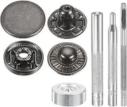 uxcell 24Set Leather Snaps Fasteners Kit 15mm Dia Brass Press-Stud Cap Button 2.76" Length Metal Snap Buttons with 4 Install Tools for Coat Bag Leather Marine Boats Canvas, Gun
