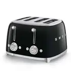 50's Style Retro Aesthetic 4 Slice Toaster 6 Presets Extra Wide Slots Black T...