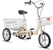 DEFGHIJ Adult Tricycles Three Wheel Cruiser Bike Single Speed Adult Trikes 14 Inch Wheels Low Step Through 3 Wheeled Bicycles for Women Men Seniors(Red)