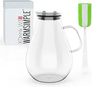 [WARMSIMPLE] Glass Pitcher, 85 oz Glass Water Pitcher Jug Carafe, 0.66 Gallon Clear Glass Tea Pitchers With Handle And Lid, Glass Pitcher With Lid And Spout for Hot/Iced Water Milk Juice Coffee Fruit