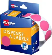Avery Round Dispenser Labels - Removable Price Stickers - Identification Labels - Office Supplies - Pink, 24mm, 500 Labels / 1 Roll (937249)