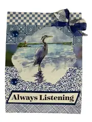 ACEO ATC Original Collage Heron Always Listening Birds Mixed Media Animal Series