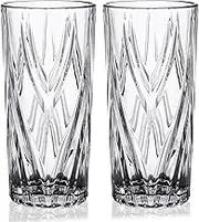 4Pcs 12oz Highball Glasses - Cut Glass Texture Drinking Glasses for Home, Hotel, Bar - Elegant Glassware Set for Iced Water, Cocktail, Milk, Juice