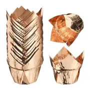50 Pcs Tulip Baking Cups Cupcake Muffins Liners, Champagne Gold