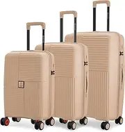 [Nasher Miles] Singapore Hard-Sided Polypropylene Luggage Set of 3 Trolley Bags (55, 65 & 75 cm), Champagne, Small - Medium - Large, Luggage