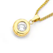 9ct Gold, Cubic Zirconia 5mm Solitaire Pendant in Clear