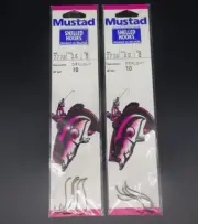 5 Pack of Mustard Draught Snelled 777B Size 24 12 lb Test Hooks, New In Package