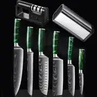8PC Cleaver Knife Chef Knife Set Santoku Knife Block Sharpener Rod Paring Knife