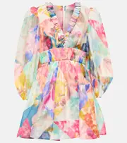 [Zimmermann] Zimmermann Floral linen and silk minidress AU 6 multicoloured