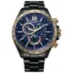 【Time Piece】CITIZEN GENT'S 光動能萬年曆電波腕錶-黑x藍面金框(CB5837-88L) [APP下單享4%點數]