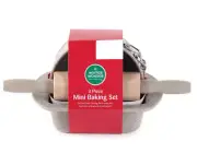 White & Red Speckled 3-Piece Mini Bakeware Set Spring Form Pan Loaf Rolling Pin