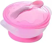 BESTonZON Suction Bowls Set with Spoon for Non Slip Design Spill Proof Solid Bowl Pink Ideal for Meals and Snacks