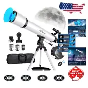 80mm Aperture Portable Telescope - 24-180X Magnification with Carrying Bag