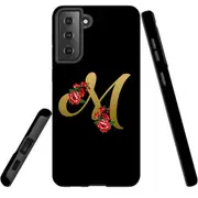 For Samsung Galaxy S21 FE Case Armour Cover, Embellished Letter M